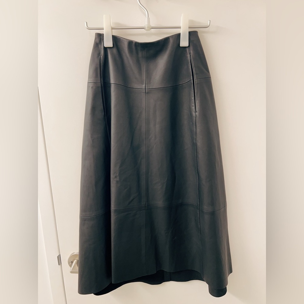 COS A line real leather long skirt black -brand new